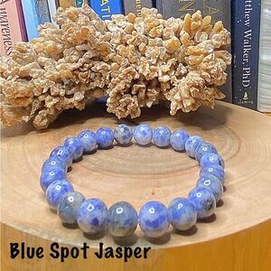 8mm Blue Jasper gemstone bracelet w/ stretchband